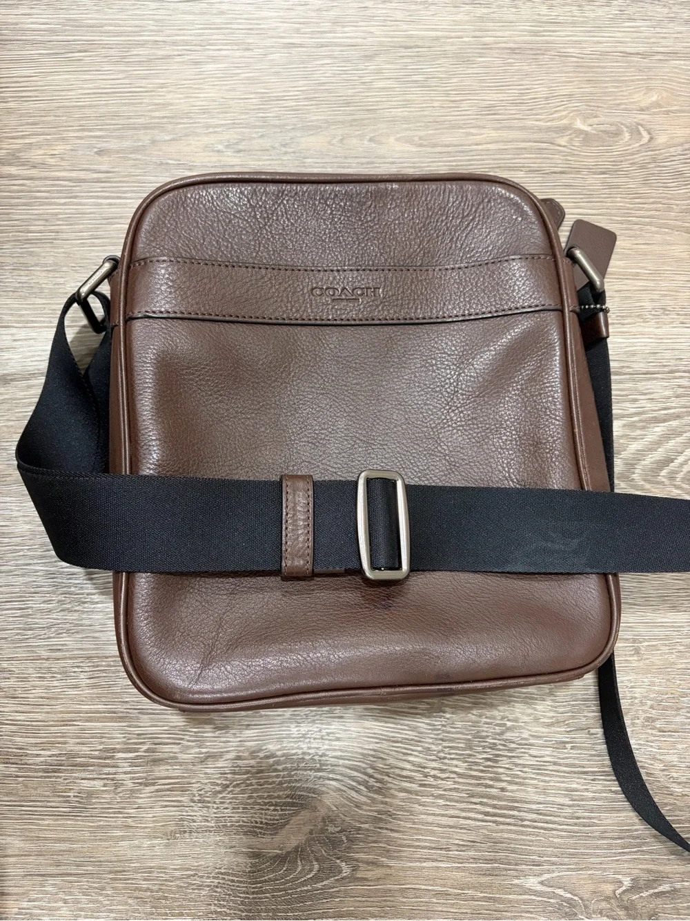 Vintage COACH Purse Crossbody Messenger Bag Dark Brown Leather